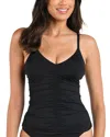 La Blanca Island Goddess Sweetheart Shirred Tankini In Black