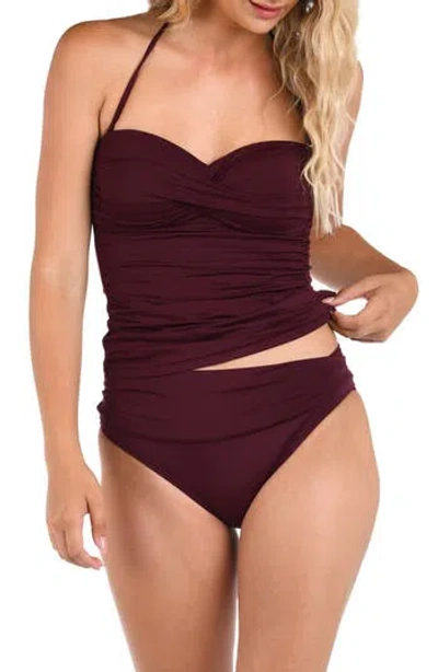 La Blanca Island Goddess Twist Bandeau Bikini Top In Dark Cherry