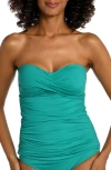 La Blanca Island Goddess Twist Bandeau Bikini Top In Emerald