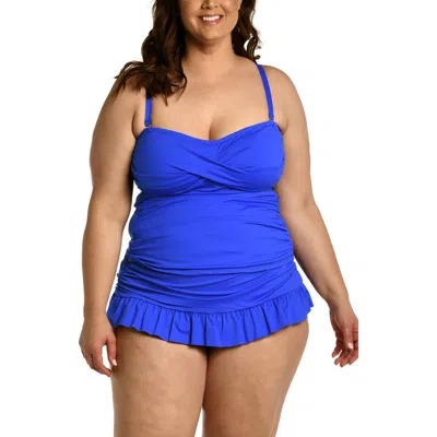 La Blanca Island Goddess Twist Tankini Top In Blue