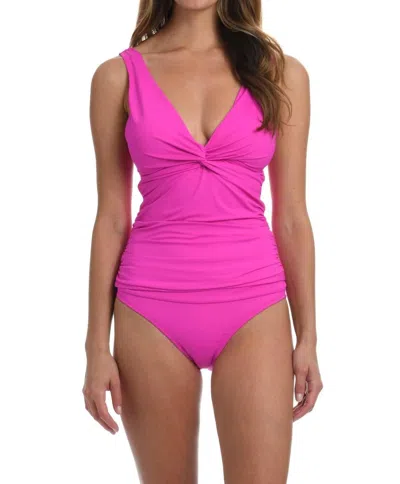 La Blanca Island Goddess Twist Tie Back Tankini Top In Pink