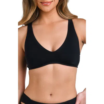 La Blanca Island Goddess V-neck Bikini Top In Black