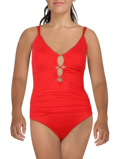 La Blanca Island Goddess Womens Lace-up Underwire One-piece Swimsuit In Red