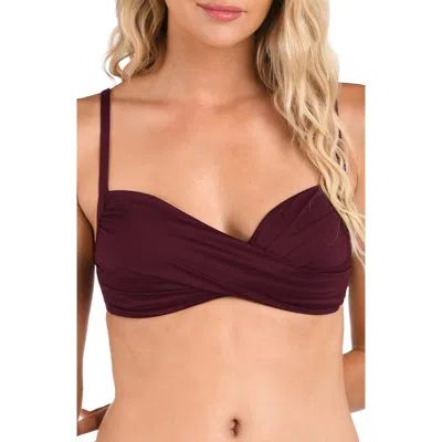 La Blanca Island Goddess Wrap Bikini Top In Dark Cherry
