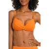 La Blanca Island Goddess Over-the-shoulder Bikini Top In Tangerine