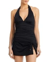 La Blanca Island Goddess D- & Dd-cup Halter Tankini Top In Black