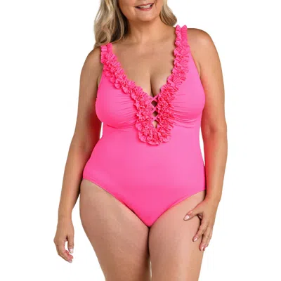 La Blanca Island Plunge One-piece Swimsuit In Pink