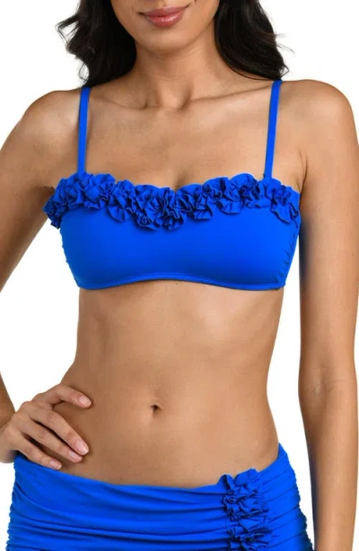 La Blanca Island Ruffle Bandeau Bikini Top In Blue
