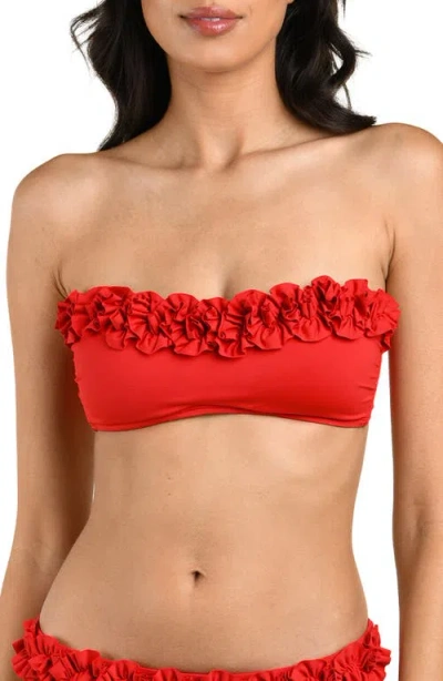 La Blanca Island Ruffle Bandeau Bikini Top In Red