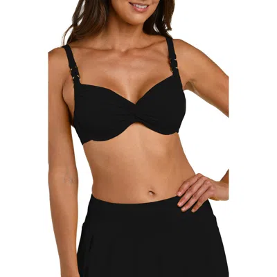 La Blanca Island Twist Front Underwire Bikini Top In Black