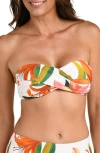 La Blanca Jungle Blossoms Twisted Bandeau Bikini Top In Multi