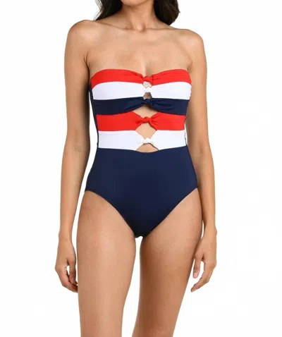 La Blanca Knotted Bandeau One Piece Swimsuit In Miss Americana In Multi