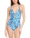 La Blanca Lace-up One-piece In Blue