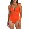 La Blanca Lace-up Underwire One-piece Swimsuit In Orange