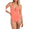 La Blanca Lace-up Underwire One-piece Swimsuit In Orange