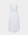 La Blanca Lake Side Tie Neck Midi Cover-up Dress In White