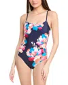 La Blanca Floral-print One-shoulder One-piece Swimsuit In Blue