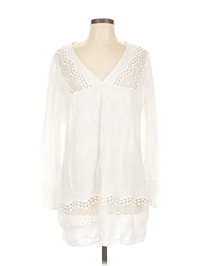 Pre-owned La Blanca Long Sleeve Blouse In White