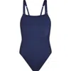 La Blanca Plus Size Lb Luxe Square-neck One-piece Swimsuit In Indigo
