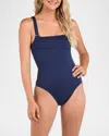 La Blanca Square Neck One-piece Swimsuit In Indigo