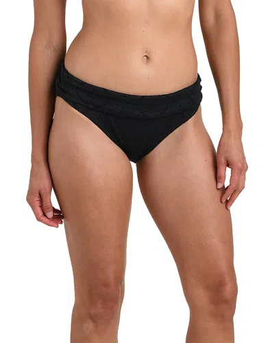 La Blanca Mantra Medallion Shirred Band Hipster Bikini Bottom In Black