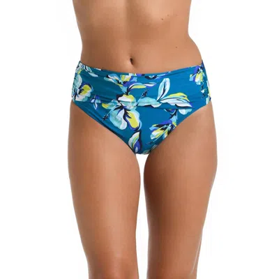 La Blanca Mid-waist Sash Band Bikini Bottom In Fiji Tropics Ocean