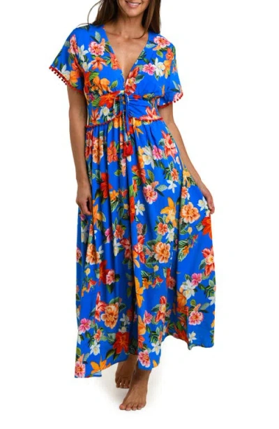 La Blanca Modern Maxi Cover-up Dress In Blue