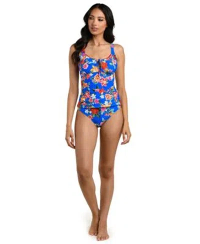 La Blanca Modern Oasis Sweetheart Tunnel Neck Tankini Hipster Bottoms In Blue