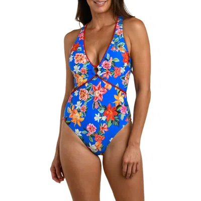 La Blanca Modern Plunge One-piece Swimsuit In Multi