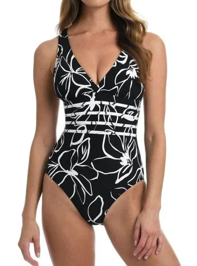 La Blanca Multi Strap Cross Back One Piece Swimsuit In Black