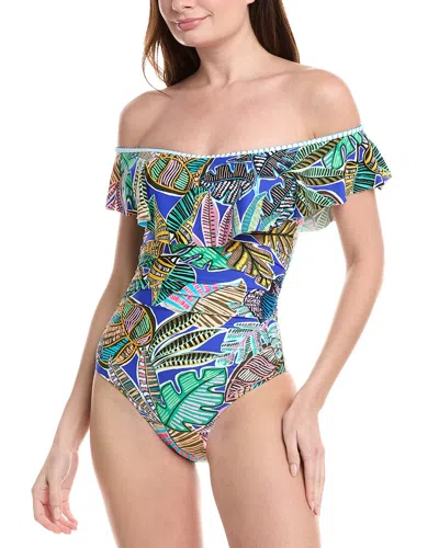La Blanca Neon Off-shoulder One-piece In Blue