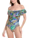 La Blanca Neon Off-shoulder One-piece In Blue