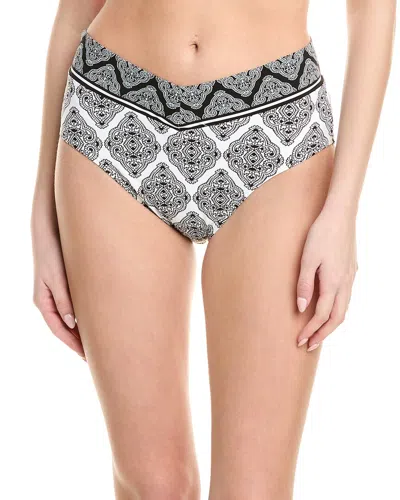 La Blanca Oasis V-front High Waist Bikini Bottoms In Black/white