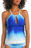 La Blanca Ocean Keyhole Tankini Top In Sapphire