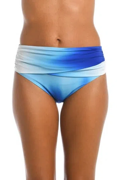 La Blanca Ocean Oasis Mid-waist Sash Band Swim Bottoms In Blue In Animal Print