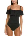 La Blanca Off-shoulder Ruffle One-piece In Black