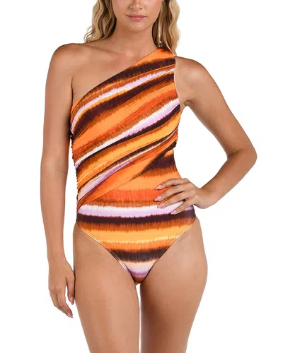 La Blanca Horizon Shirred One-shoulder One-piece Swimsuit In Sunset