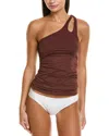 La Blanca One-shoulder Keyhole Tankini Top In Brown