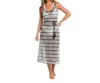 La Blanca Onshore Stripe Tie Belt Sheer Cover-up Midi Dress In Multi