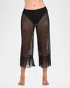 La Blanca Open-knit Crochet Cropped Pants In Black