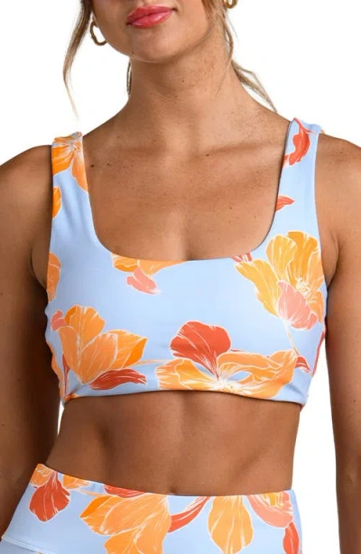 La Blanca Outline Floral Scoop Neck Reversible Sports Bra In Multi