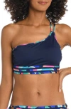 La Blanca Painted One Shoulder One-piece In Blue Multi