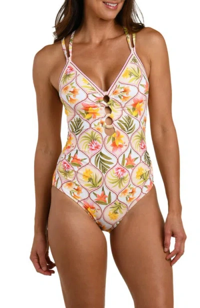 La Blanca Palm Lace-up One-piece Swimsuit In Multi