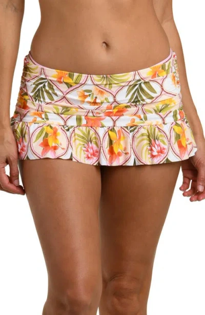 La Blanca Palm Ruffle Skirted Bikini Bottoms In Multi
