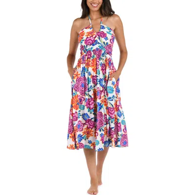 La Blanca Paradiso Halter Midi Cover-up Sundress In White