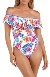 La Blanca Paradiso Ruffle Off The Shoulder One-piece Swimsuit In Multi