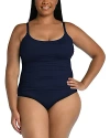 La Blanca Plus Ruched One Piece Swimsuit In Indigo