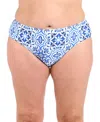 La Blanca Plus Size Alboran Printed Tummy-control Bikini Bottoms In Blue