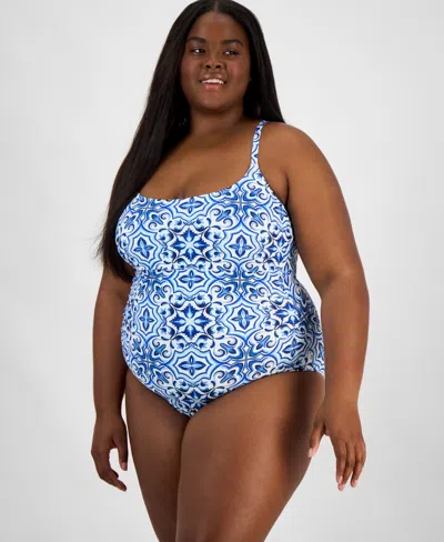 La Blanca Plus Size Alboran Sea One-piece Swimsuit In Blue