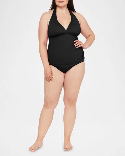 La Blanca Plus Size Ig Halter Tankini Swim Top In Aquamarine